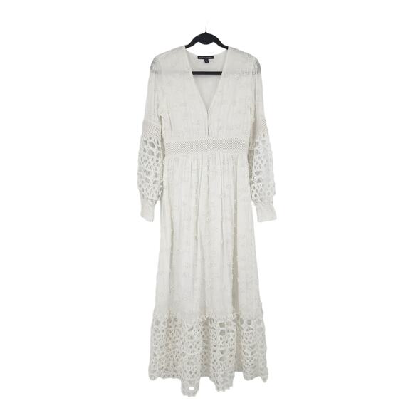 Boston Proper Women's White Mixed Media Long Sleeve Maxi Dress Size XS - Picture 1 of 7